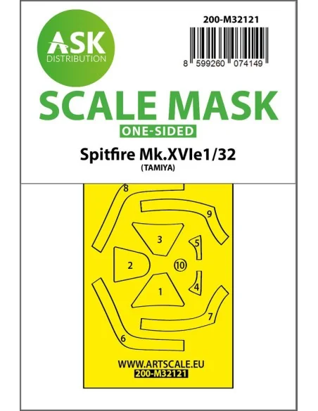 Spitfire Mk.XVIe one-sided express fit mask for Tamiya, 1/32 - Art ...