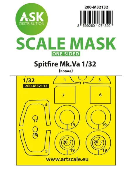 Spitfire Mk.Va one-sided express fit and self adhesive mask for Kot...