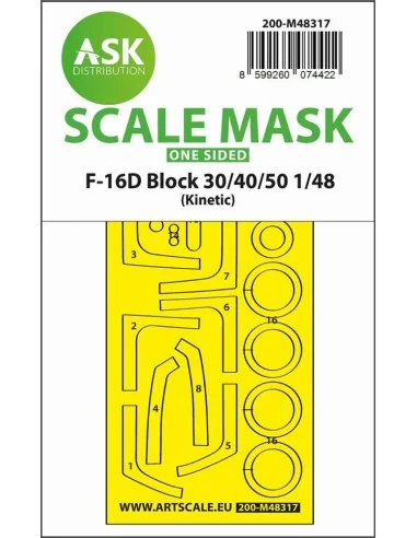 F-16D Block 30/40/50 one-sided fit and self adhesive express mask f...
