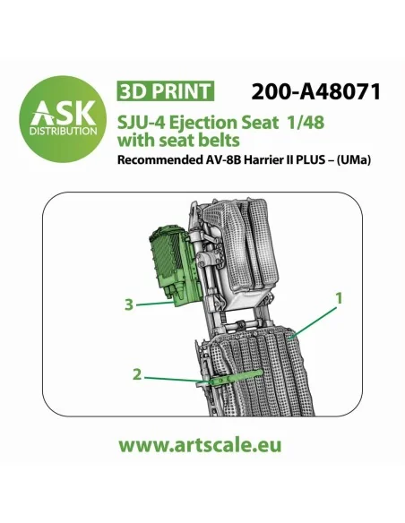SJU-4 Ejection Seat with seat belts - 1 pc for Uma, 1/48 - Art Scal...