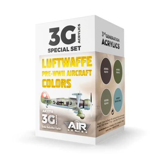 Luftwaffe Pre-WWII Aircraft Colors SET 3G - AK Interactive AK11715 Luftwaffe Pre-WWII Aircraft Colors SET 3G - AK Interactive AK11715
