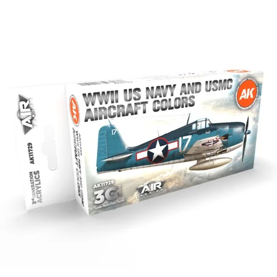 WWII US Navy & USMC Aircraft Colors SET 3G - AK Interactive AK11729 WWII US Navy & USMC Aircraft Colors SET 3G - AK Interactive AK11729