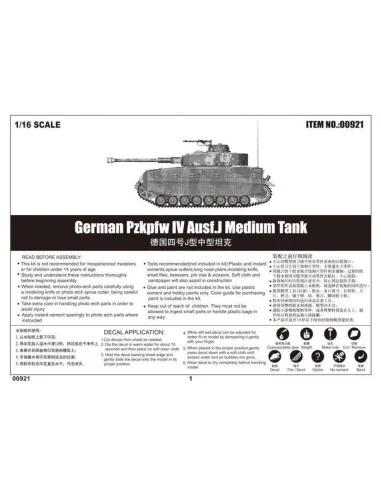 German Pzkpfw IV Ausf.J Medium Tank, 1/16 - Trumpeter 00921