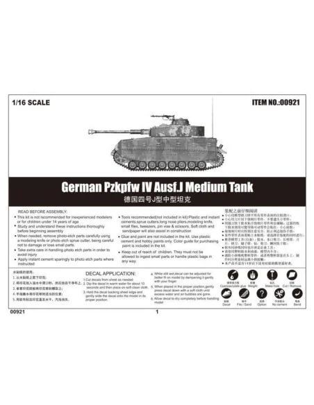 German Pzkpfw IV Ausf.J Medium Tank, 1/16 - Trumpeter 00921