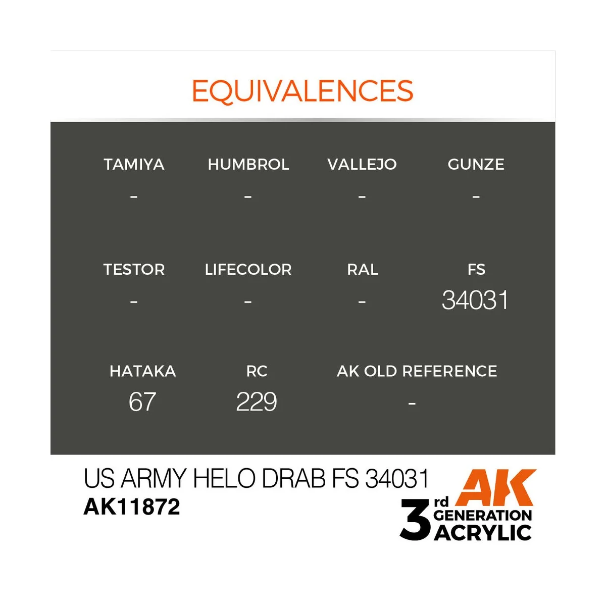 US Army Helo Drab FS 34031 - AK Interactive AK11872
