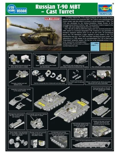 Russian T-90A MBT - Cast Turret, 1/35 - Trumpeter 05560