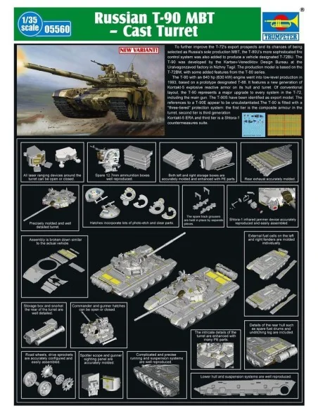 Russian T-90A MBT - Cast Turret, 1/35 - Trumpeter 05560