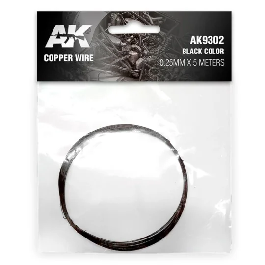 Copper Wire 0.25mm x 5 meters BLACK COLOR - AK Interactive AK9302