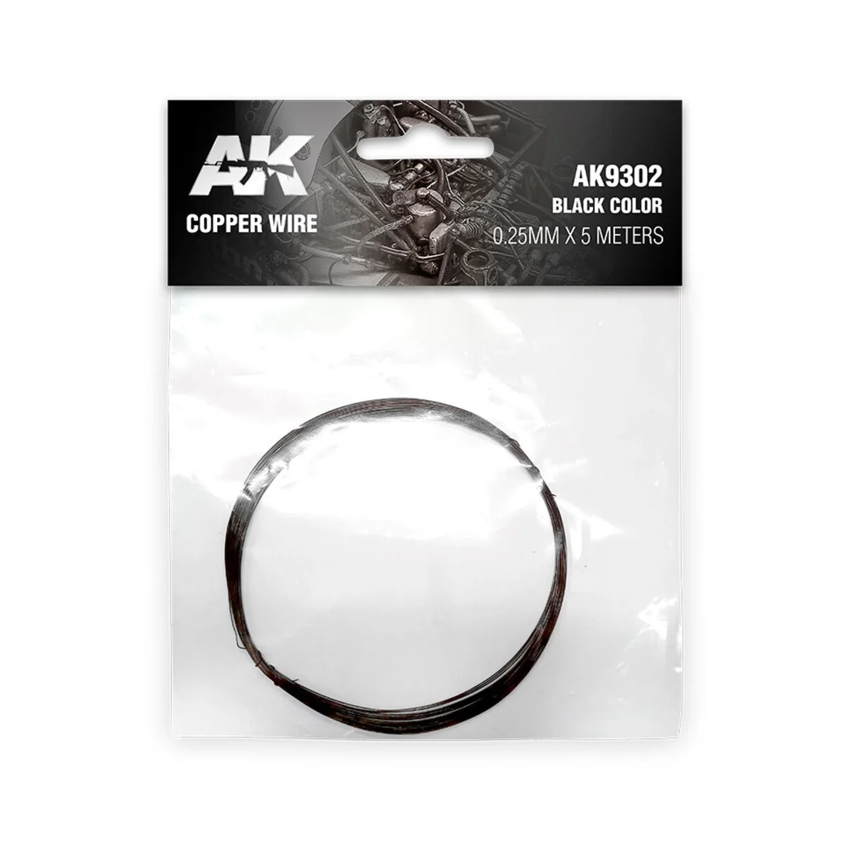 Copper Wire 0.25mm x 5 meters BLACK COLOR - AK Interactive AK9302