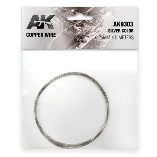 Copper Wire 0.25mm x 5 meters SILVER COLOR - AK Interactive AK9303