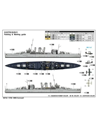 [NO_DESC] HMS Cornwall, 1/700 - Trumpeter 06734