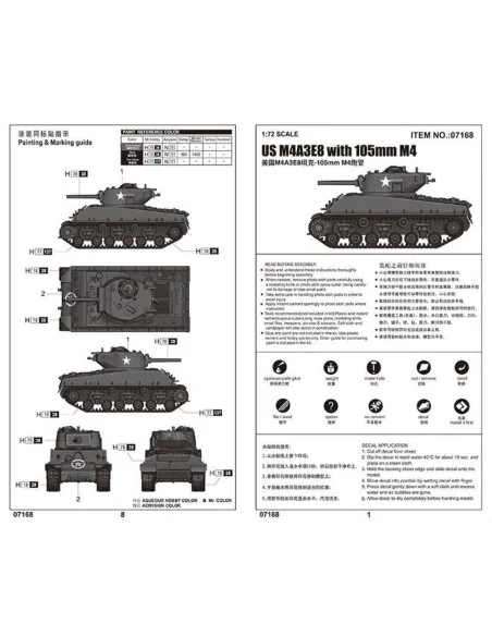 US M4A3E8 with 105mm M4, 1/72 - Trumpeter 07168