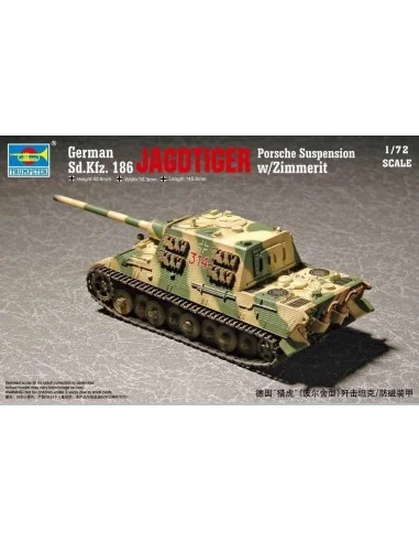 German Sd.Kfz 186 Jgdtiger wZimmerit Porsche gear, 1/72 - Trumpeter...