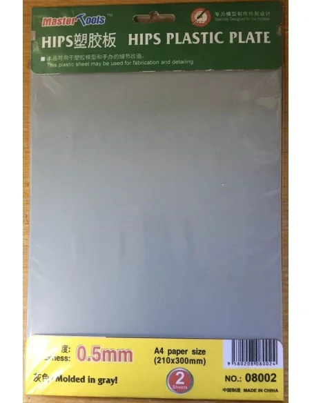 HIPS 0, 5mm plastic sheet(210mmx300mmx2pc - Master Tools 08002