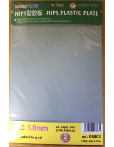 HIPS 1, 0mm plastic sheet(210mmx300mmx2pc - Master Tools 08003