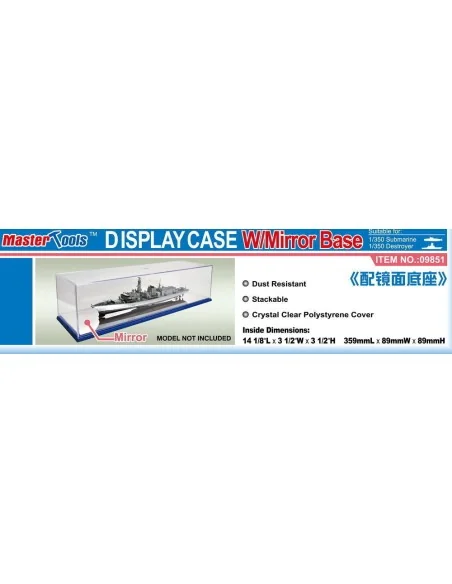 Acrylic Display Case with Mirror Base 359x89x89mm - Master Tools 09851