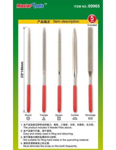 Assorted diamond files set(Grit size150 3x140mm - Master Tools 09965