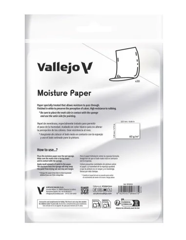 30 Sheets of moisture paper (225 x 145 mm) 60gr - Vallejo B90003