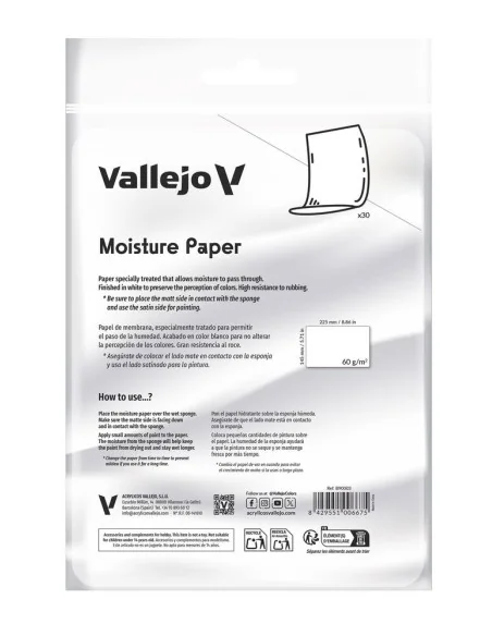 30 Sheets of moisture paper (225 x 145 mm) 60gr - Vallejo B90003