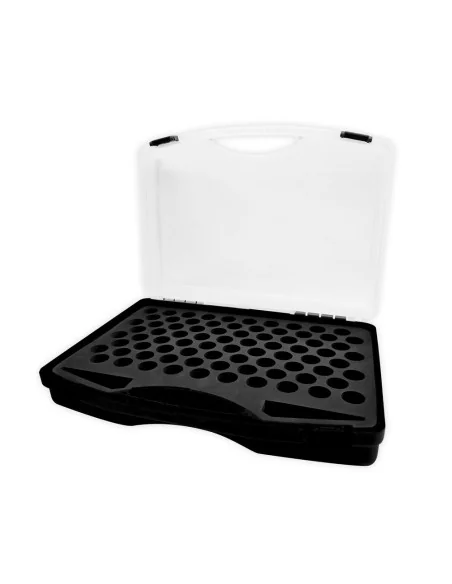 Model Color: Plastic carrying case with 80 spaces for 18 ml bottles...