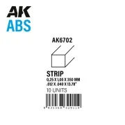 Strips 0.25 x 1.00 x 350mm - ABS STRIP - AK Interactive AK6702