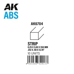Strips 0.25 x 3.00 x 350mm - ABS STRIP - AK Interactive AK6704