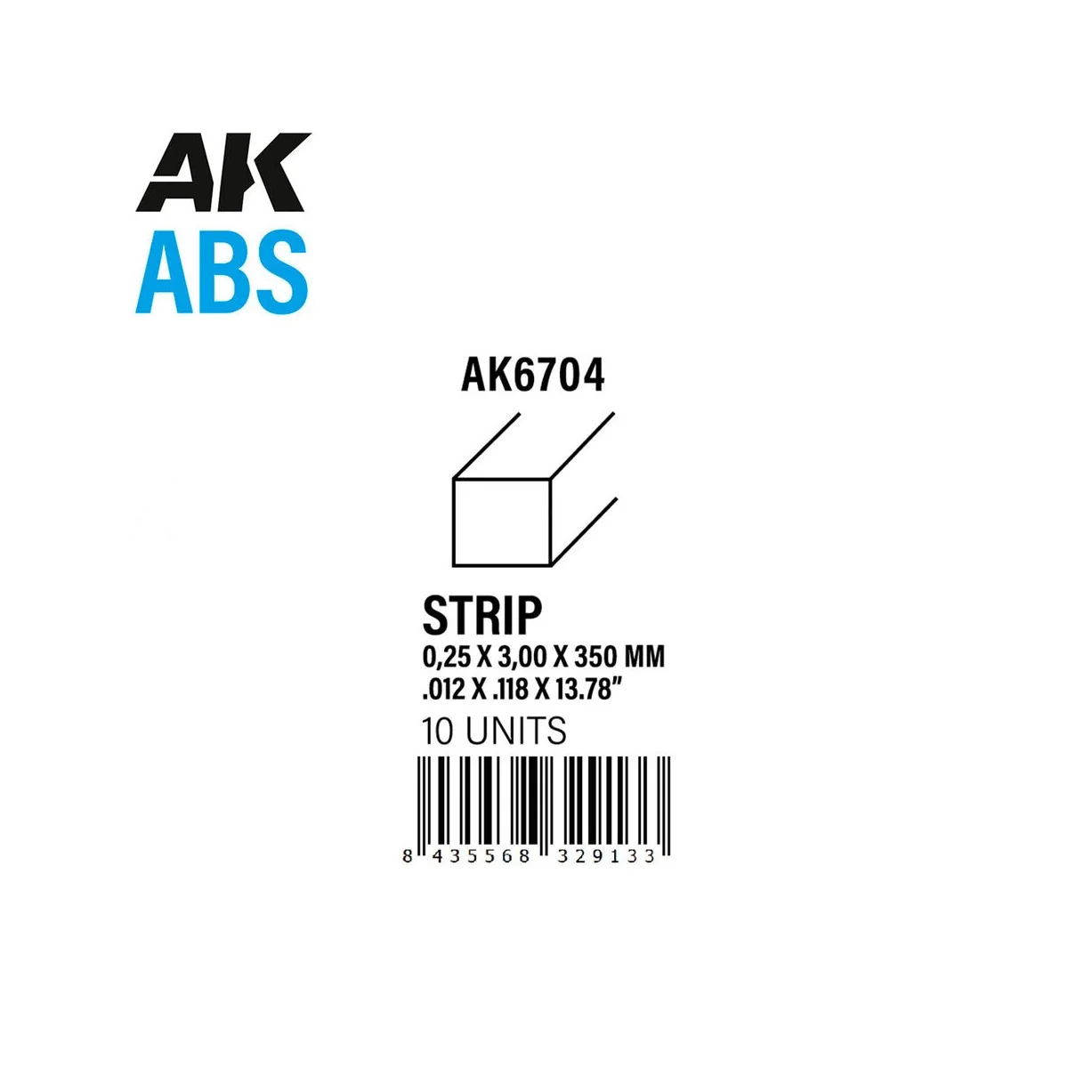 Strips 0.25 x 3.00 x 350mm - ABS STRIP - AK Interactive AK6704