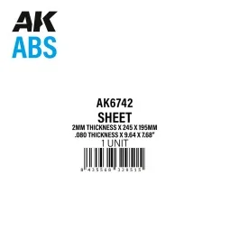 2mm thickness x 245 x 195mm - ABS SHEET - AK Interactive AK6742