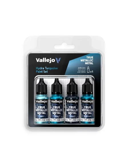 True Metallic Metal: Hydra Turquoise Paint Set (4) - Vallejo 77264