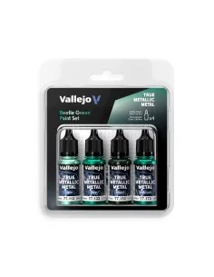 True Metallic Metal: Beetle Green Paint Set (4) - Vallejo 77265