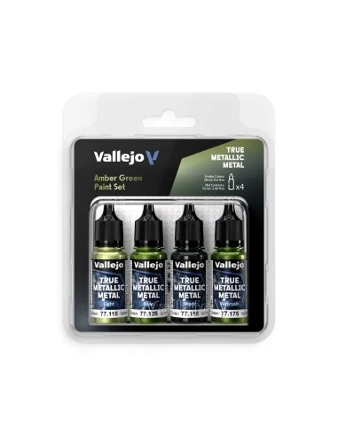 True Metallic Metal: Amber Green Paint Set (4) - Vallejo 77266