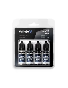 True Metallic Metal: Obsidian Black Paint Set (4) - Vallejo 77270