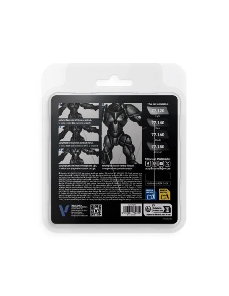 True Metallic Metal: Obsidian Black Paint Set (4) - Vallejo 77270