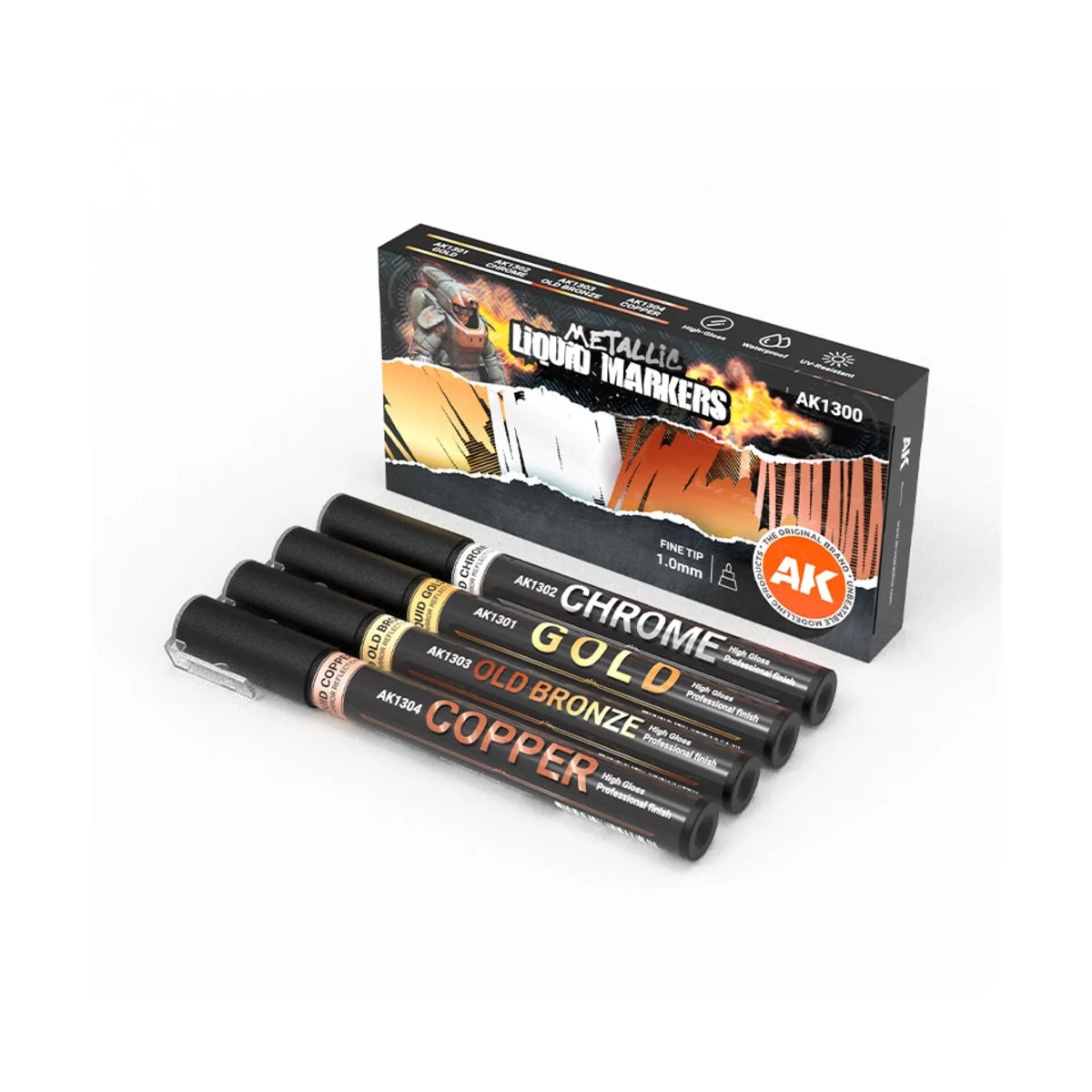 METALLIC Markers (4 references) SET - AK Interactive AK1300