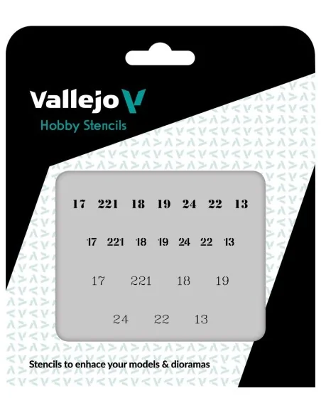 Vallejo Stencils: Soviet Numbers WWII 125 x 125 mm - Vallejo ST-AFV003