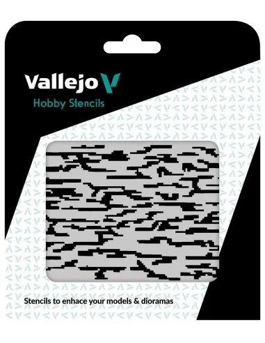 Vallejo Stencils: Pixelated Modern Camo 125 x 125 mm - Vallejo ST-C...