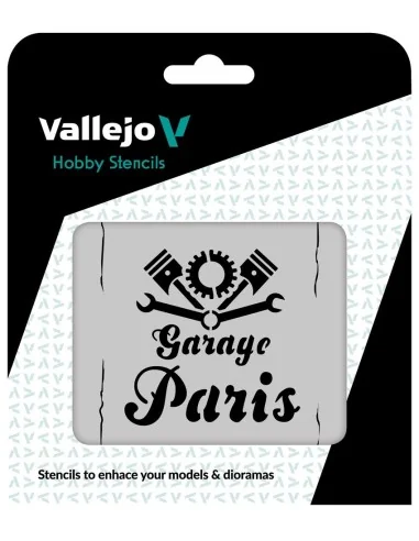 [NO_DESC] Vallejo Stencils: Vintage Garage Sign 125 x 125 mm - Vall...