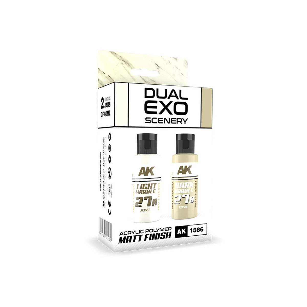 LIGHT MARBLE & DARK MARBLE DUAL EXO Set 27 - AK Interactive AK1586 LIGHT MARBLE & DARK MARBLE DUAL EXO Set 27 - AK Interactive AK1586