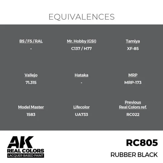 Real Colors: Rubber Black 17 ml. - AK Interactive RC805 Real Colors: Rubber Black 17 ml. - AK Interactive RC805