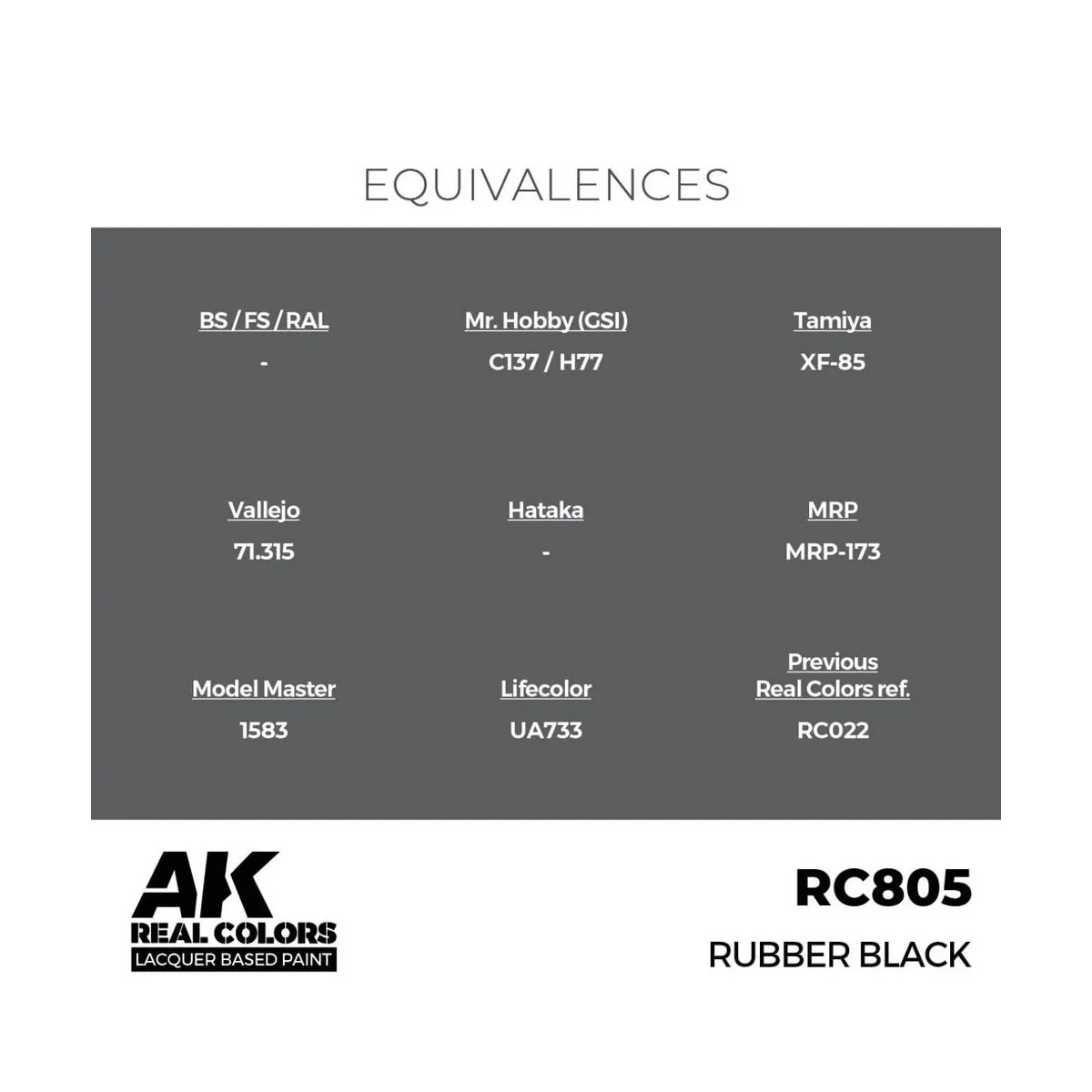 Real Colors: Rubber Black 17 ml. - AK Interactive RC805