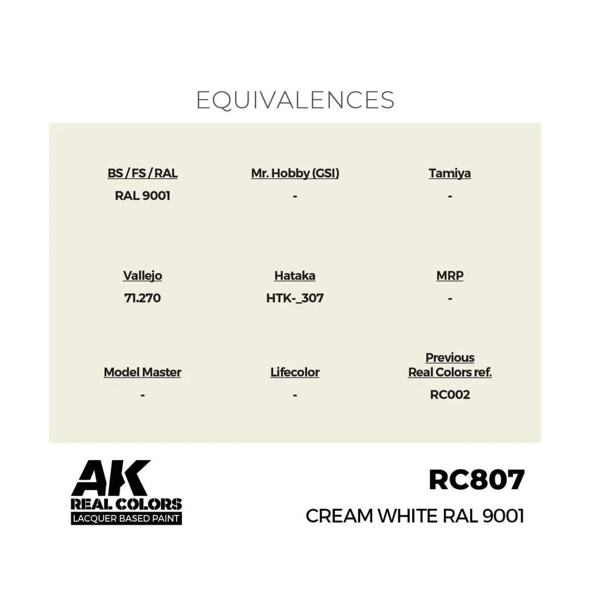 Real Colors: Cream White RAL 9001 17 ml. - AK Interactive RC807