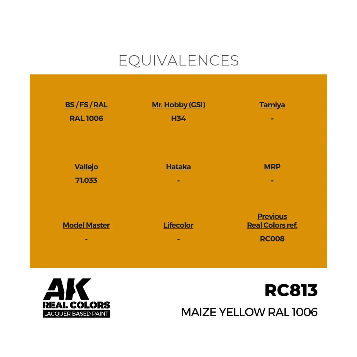 Real Colors: Maize Yellow RAL 1006 17 ml. - AK Interactive RC813