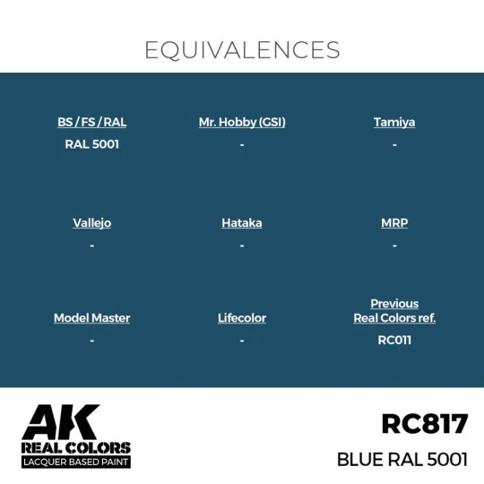 Real Colors: Blue RAL 5001 17 ml. - AK Interactive RC817