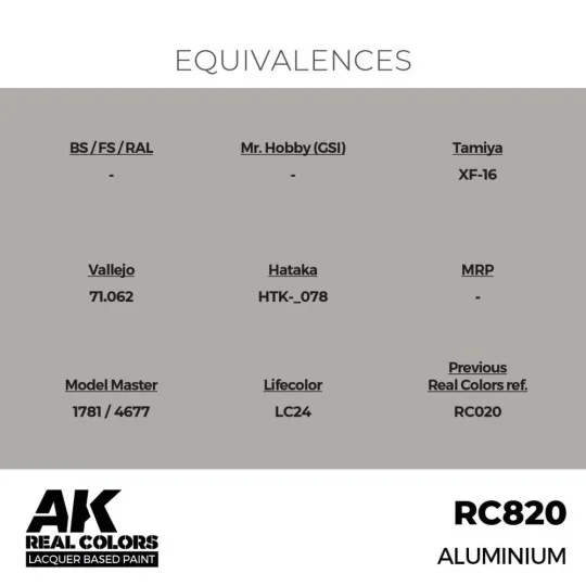 Real Colors: Aluminium 17 ml. - AK Interactive RC820 Real Colors: Aluminium 17 ml. - AK Interactive RC820