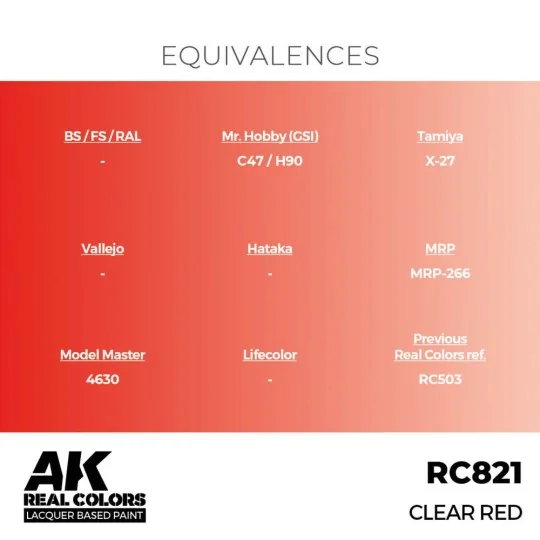 Real Colors: Clear Red 17 ml. - AK Interactive RC821