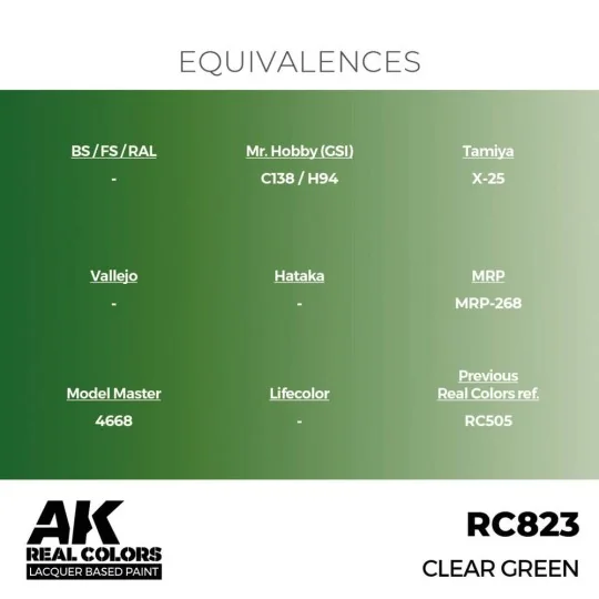 Real Colors: Clear Green 17 ml. - AK Interactive RC823 Real Colors: Clear Green 17 ml. - AK Interactive RC823