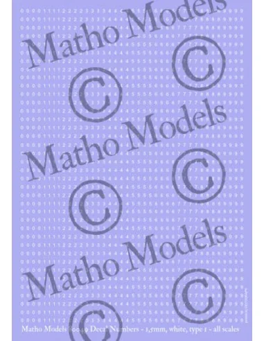 [NO_DESC] Decal Numbers - 1.5mm, white, type 1 - Matho Models 80049