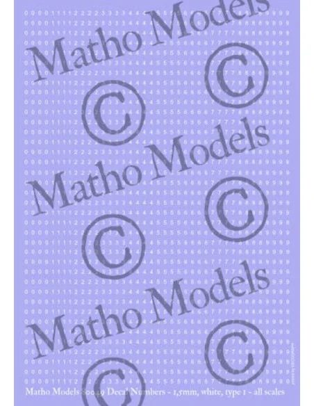 [NO_DESC] Decal Numbers - 1.5mm, white, type 1 - Matho Models 80049