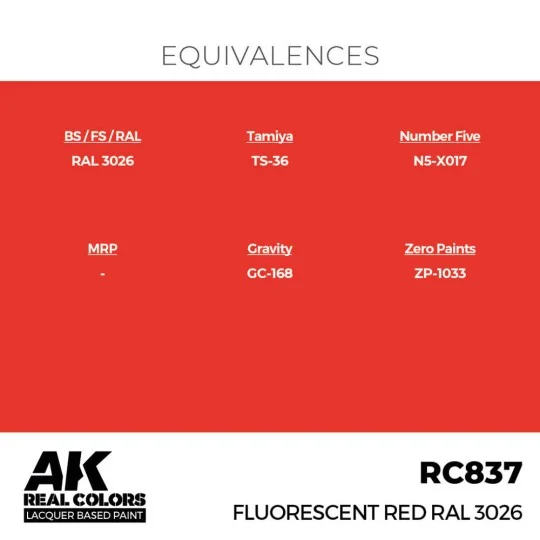 Real Colors: Fluorescent Red RAL 3026 17 ml. - AK Interactive RC837 Real Colors: Fluorescent Red RAL 3026 17 ml. - AK Interactive RC837