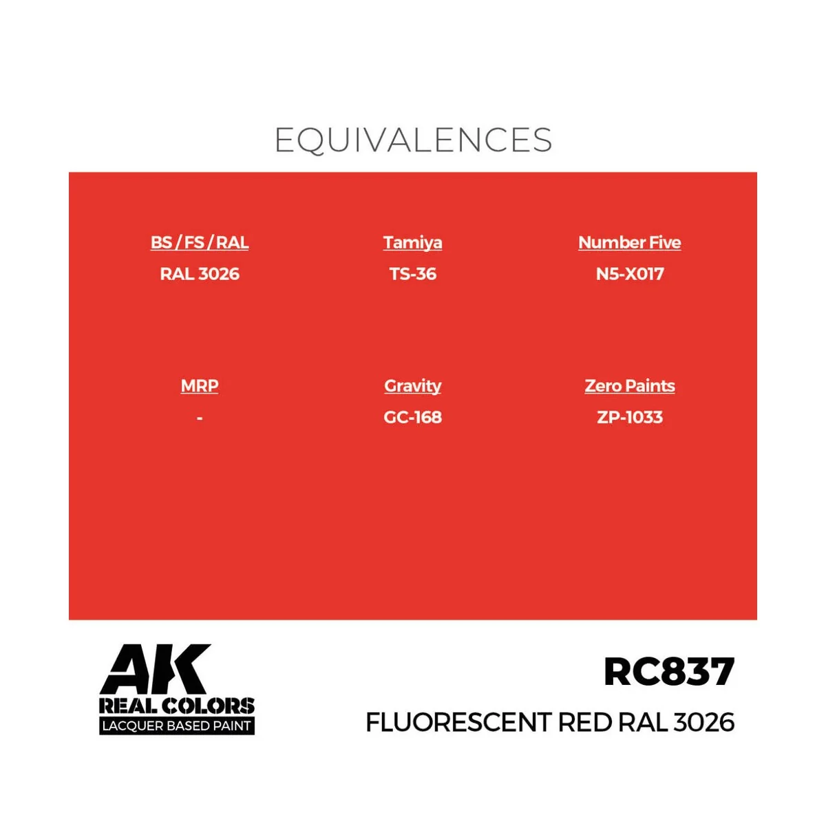 Real Colors: Fluorescent Red RAL 3026 17 ml. - AK Interactive RC837